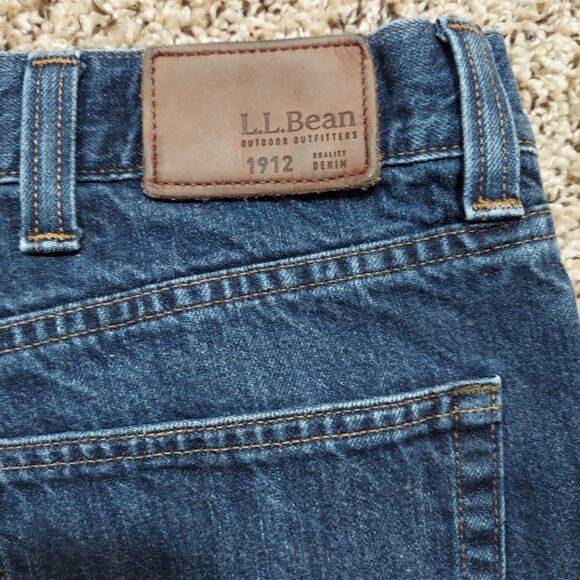 LL Bean Jeans Mens 42x32 Blue Classic Fit Fleece Lined Straight Leg - Picture 6 of 8